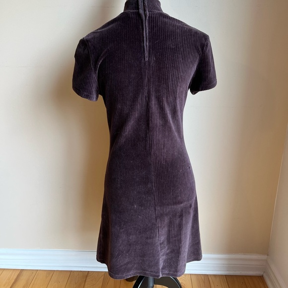 Brown stretch 90s corduroy mini dress - Picture 3 of 7